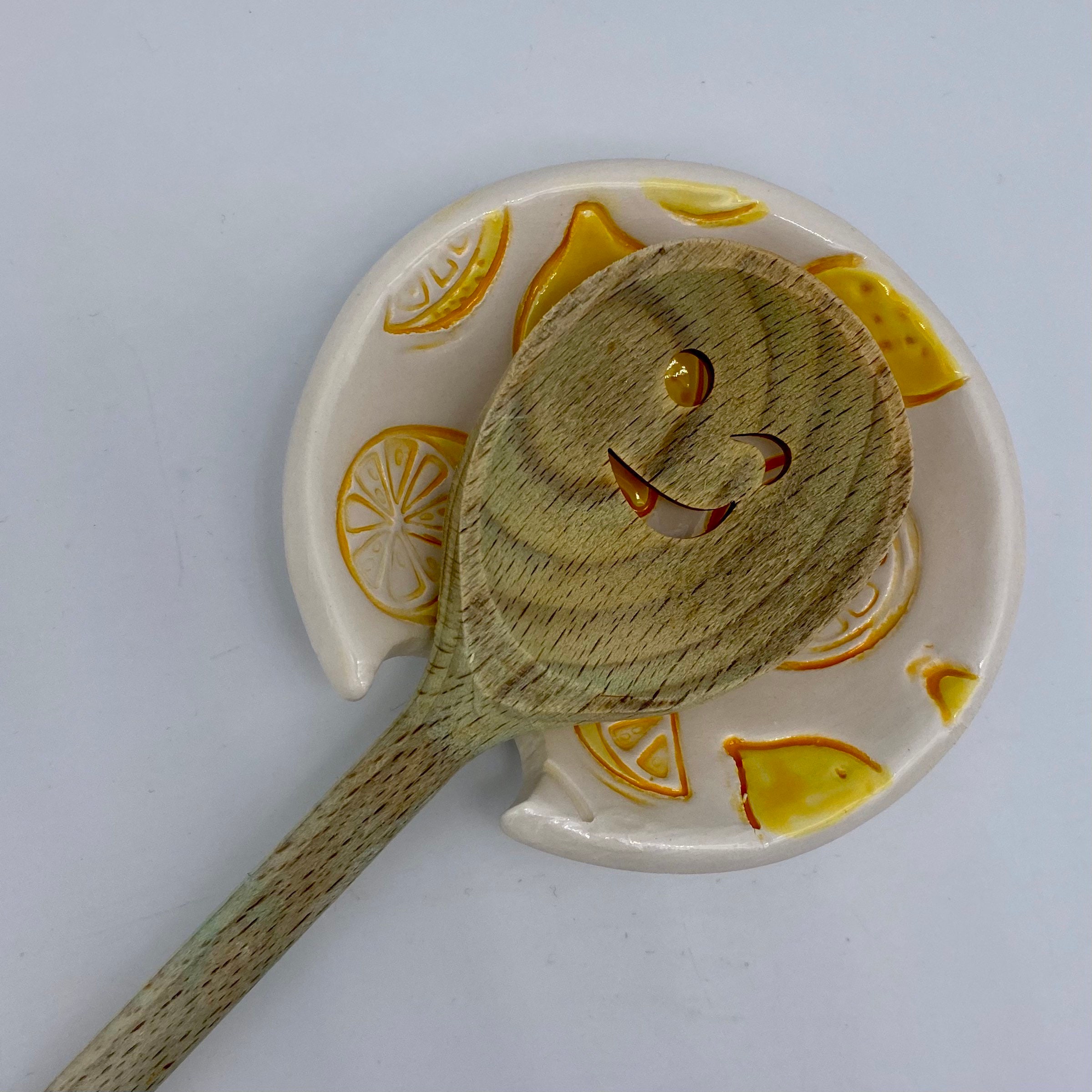 Lemon Handmade Spoon Rest Kitchen Tea Pottery Ceramic Citrus Etsy UK