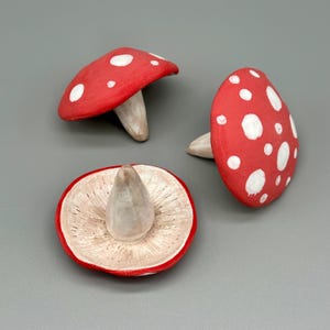Mushroom Fungus ring holder dish jewellery cottage core trinket handmade pottery clay ceramic toadstool woodland fungi fly agaric