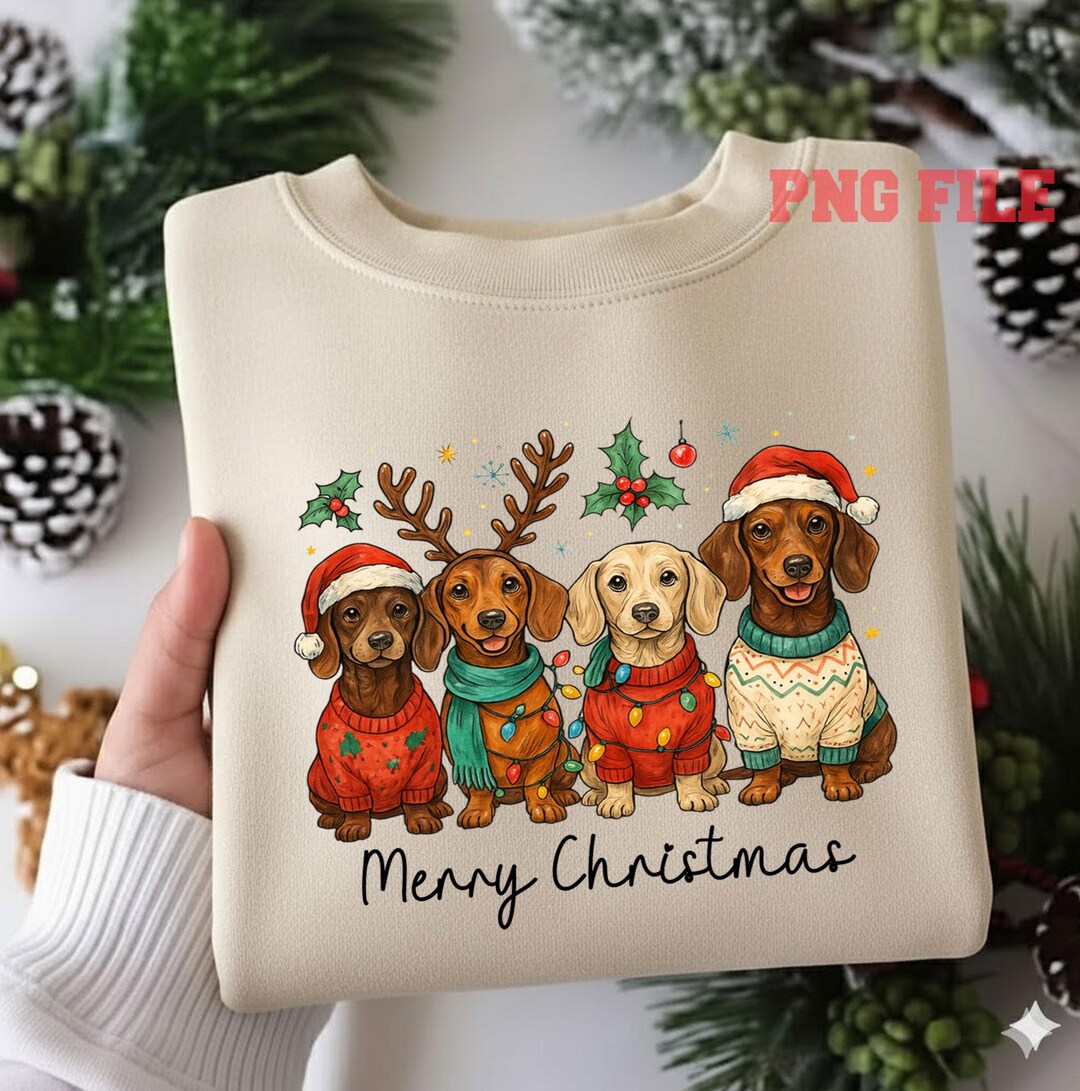 Merry Christmas Dachshund Dog Png, Xmas Holiday Pet Digital Download - Etsy