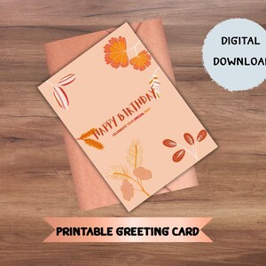 Printable Digital Greeting Card – Instant Download Birthday & Thank You Card – Editable Simple Design for DIY Printing