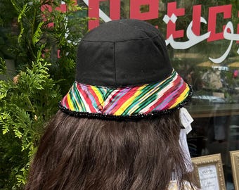 Embellished Atlas/Ikat Hat
