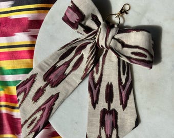 Atlas/Ikat bag charm/ribbon