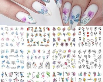 Adesivi Per Nail Art, Decalcomanie, Trasferimenti, Effetto Primavera - Foto 8