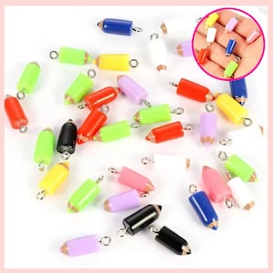 Kawaii Mini Resin Pencil Charms, Colorful Resin Pencil Pendants, Pencil Resin Charms for Earrings, Keychains, Crafts & Accessories