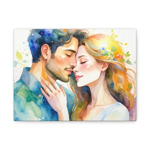 Romantische Matte Leinwand Wandkunst, Paar Liebe Malerei, Wohnkultur, Jahrestag Geschenk, Hochzeitsgeschenk, Schlafzimmer Wandkunst