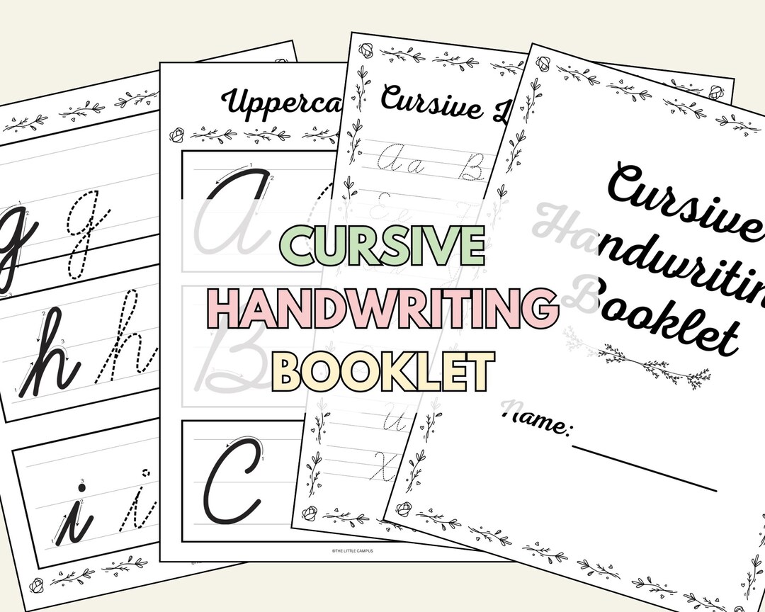 Cursive Handwriting Practice Booklet Worksheets for Elementary Students ...