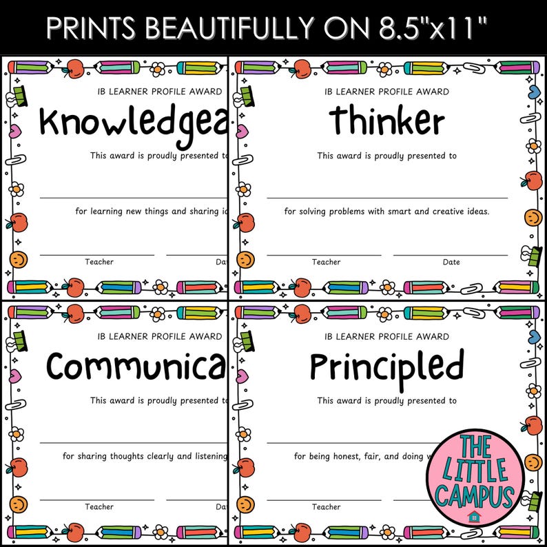 IB Learner Profile Attribute Awards | Kindergarten | PYP Classroom ...