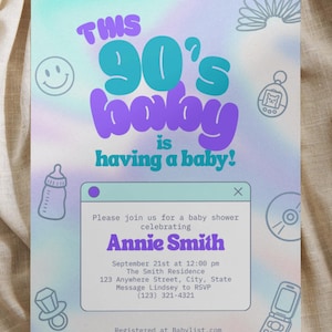 90s Baby Shower Invitation: Retro Theme (digital Download) - Etsy