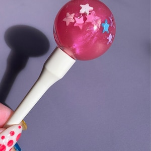 Pink Jelly Lip Gloss: Lollipop Tube, Star Charms - Hydrating Vegan Gloss