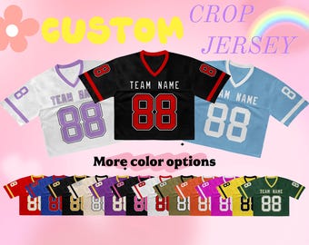 Custom Crop Top - Personalized Stitched/Printed Name Number Logo, Team Crop Jersey Uniform Birthday Gifts For Cheerleaders Women Youth Fans