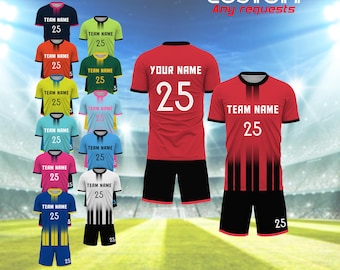 Custom Soccer Jersey Set - Personalized Stitched/Printed Name Number Logo, Sports Team Training Soccer Uniforms, Gift For Aldult Kid Toddler