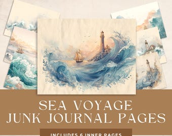 Vintage Nautical Junk Journal Pages: Sea Voyage Printable (Digital Download)