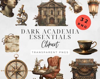 Clipart di Dark Academia, articoli per lavoretti per amanti dei libri, download digitali a tema vintage e fantasy, estetica vittoriana e vintage