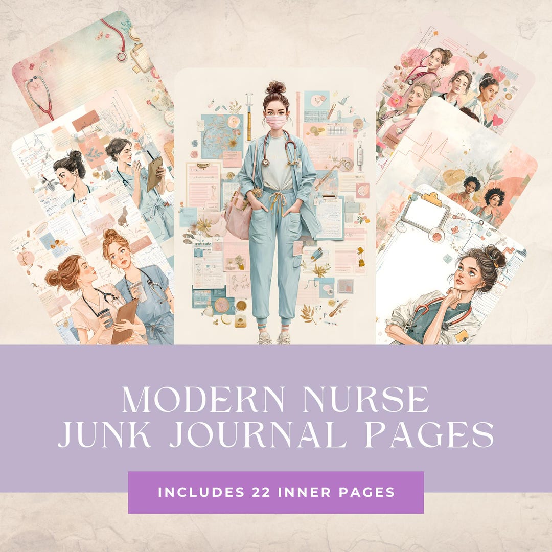 Nurse Junk Journal Pages: Digital Download, Medical Scrapbook Pages, Printable Ephemera for DIY ...