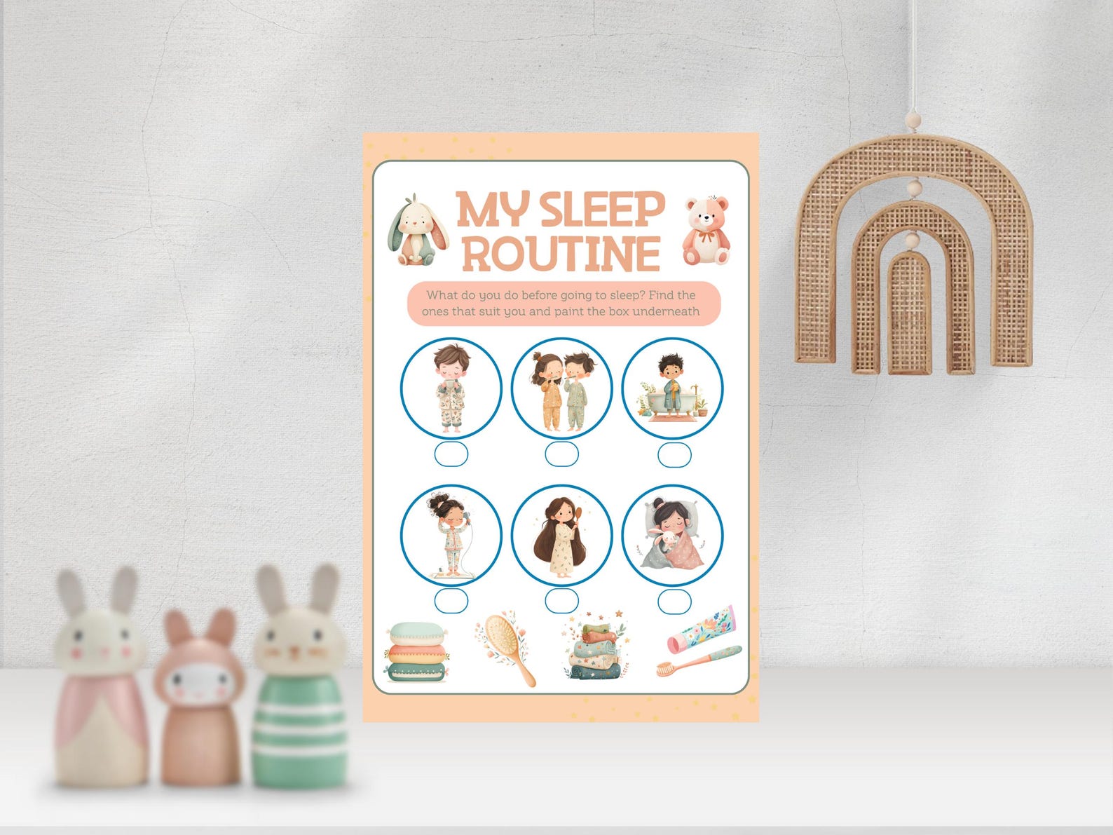 Bedtime Routine Clipart, Fun Kids Visual Schedule, Watercolor ...