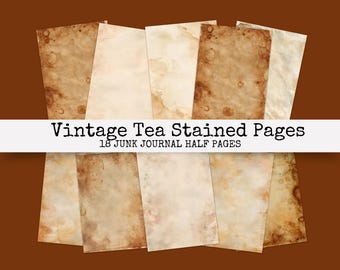 Digital Papers Junk Journal Neutral Tea Stained - Printable Journal, Junk Journal Kit, Unique Paper Designs, Vintage Shabby Pages