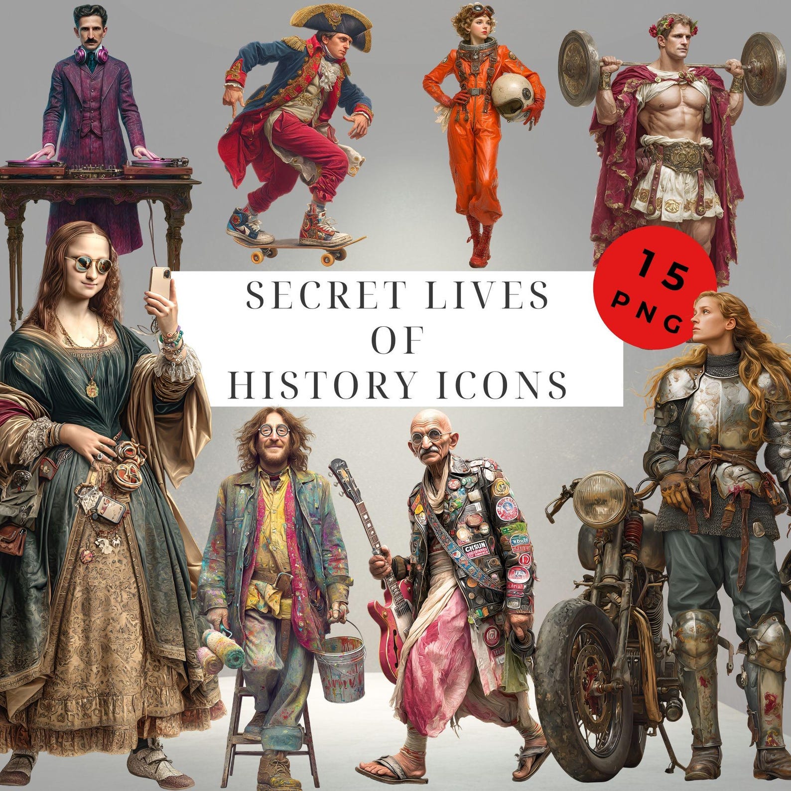 Quirky History Characters Clipart, Junk Journal, Scrapbooking, Mixed ...