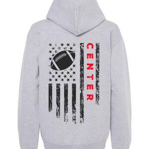 Soft Medium Weight Patriotic CENTER Football Hoodie