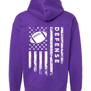Soft Medium Weight Patriotic DEFENSE Football Hoodie