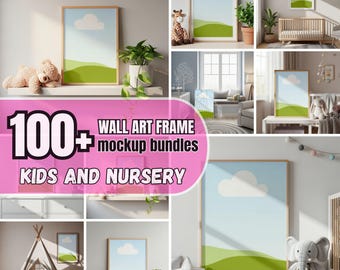 100+ Canva Kids and Nursery Room Frame Mockup Bundle - Wall Art Templates (Digital Download)