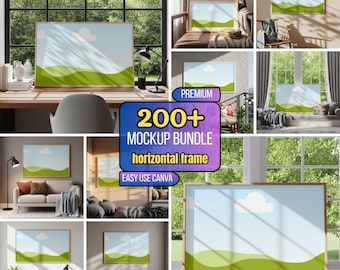 200+ Canva Horizontal Frame Mockup Bundle - Wall Art Landscape Frame Templates (Digital Download)
