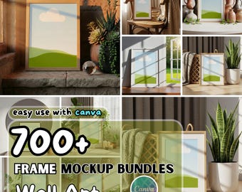 Más de 700 maquetas de marcos de Canva: plantillas de arte mural (descarga digital)