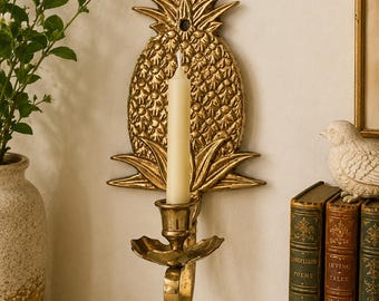 Vintage Brass Pineapple Wall Sconce | Brass Candle Holder
