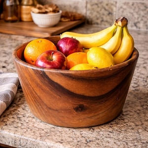 Large Vintage Hand Turned Wood Bowl