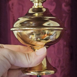 Vintage Solid Brass Lamp Finial Polished Gold Tone Male End image 4