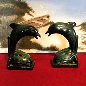 Vintage Blue Mountain Pottery Dolphin Bookends | Canadian Pottery BMP