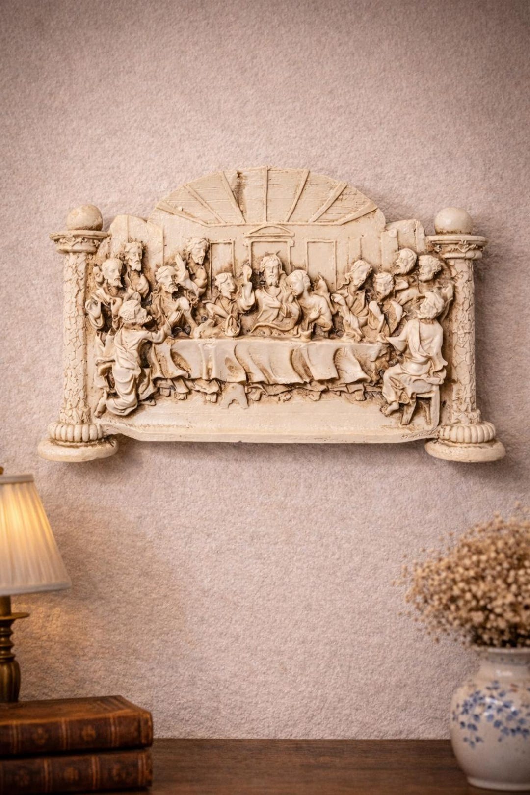 Vintage Resin “the Last Supper” Wall Hanging Large 3D Relief Plaque ...