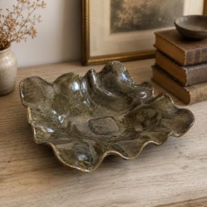 Vintage Signed Studio Pottery Platter – Large Abstract Ceramic Centerpiece Bowl
