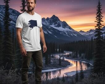 Camiseta de algodón con la bandera del estado de Alaska: camiseta de recuerdo del orgullo de Alaska