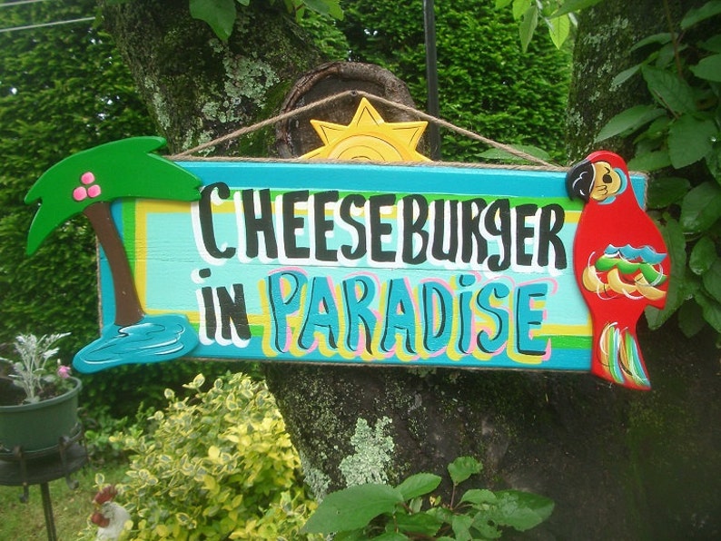 CHEESEBURGER IN PARADISE Tropical Paradise Pool Patio Beach Etsy
