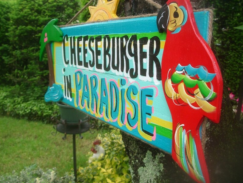 CHEESEBURGER IN PARADISE Tropical Paradise Pool Patio Beach Etsy