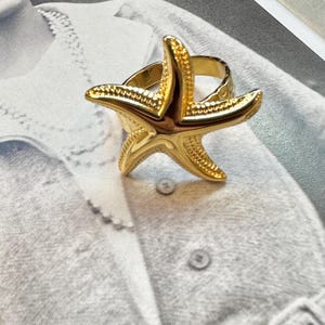 Gold Starfish Ring, Beach Jewelry, Trendy Best Friend Gift Ocean Jewelry Marine Nautical Ring Gift For Her, Women Ring, Summer ring, summer