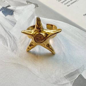 Gold Starfish Ring, Beach Jewelry, Trendy Best Friend Gift Ocean Jewelry Marine Nautical Ring Gift For Her, Women Ring, Summer ring, summer