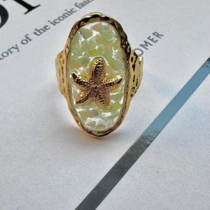 Seashell Gold adjustable Ring,Waterproof Beach Jewelry, Cockle Shell, Surfer Ring, Hypoallergenic, Boho ring, summer ring, summer jewelry,