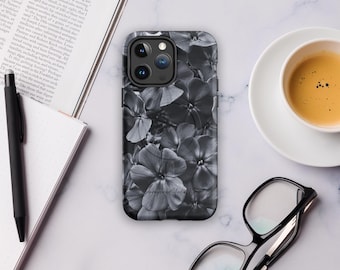Black & White Floral iPhone Case – Elegant Minimalist Phone Cover, Protective Matte/Gloss Case – ArrowheadStudioUS