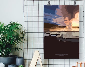 Yellowstone nationalpark // Geometrisk illustration konsttryck