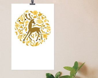 Woodland Deer Art Print (11x17)