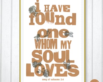 The One My Soul Loves - Wood Block Typographic Art Print