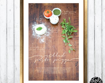 Grilled Pesto Pizza Recipe Art Print