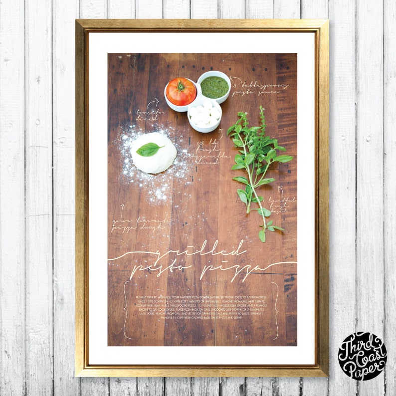 Grilled Pesto Pizza Recipe Art Print image 1