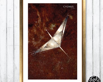 Cygnus Constellation Map Print (11x17)