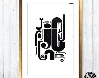 Letter J Type Specimen Art Print - 11x17 Wall Poster Print