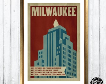 Milwaukee Gas Light Building Retro Poster Print (11x17)