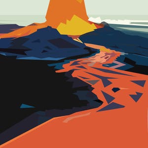 Volcano Geometric Volcano National Park // Geometric Illustration Art Print - Etsy