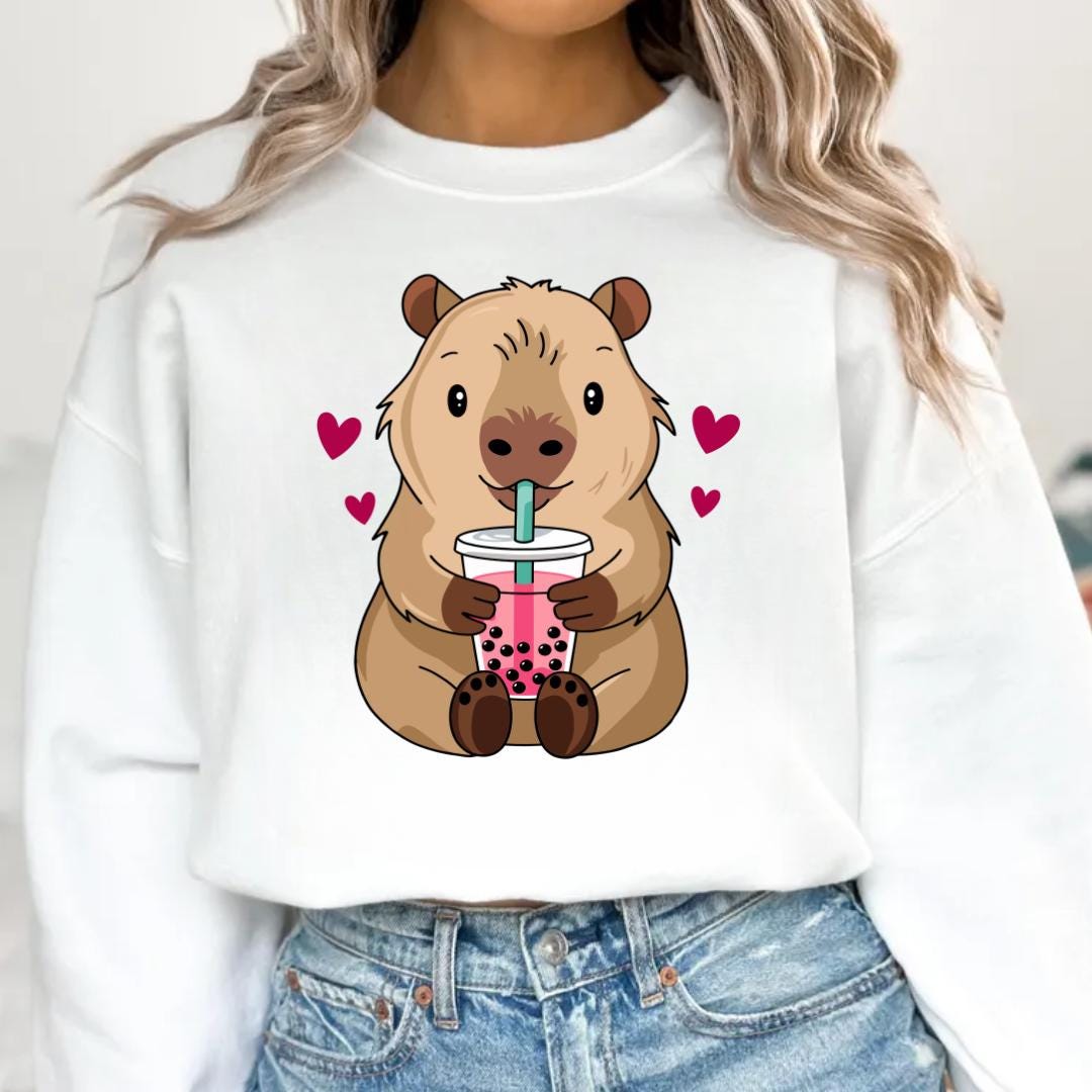 Cute Capybara Drinking Bubble Tea PNG | Kawaii Animal Clipart | Funny ...
