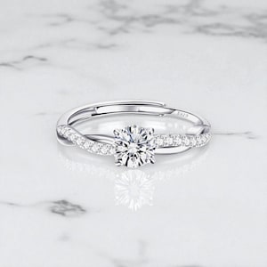 Bague Promesse Élégante En Argent Plaqué Pavée Zircone - Temu France